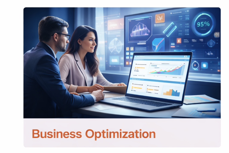 Illustration of a team reviewing performance metrics and process optimization.